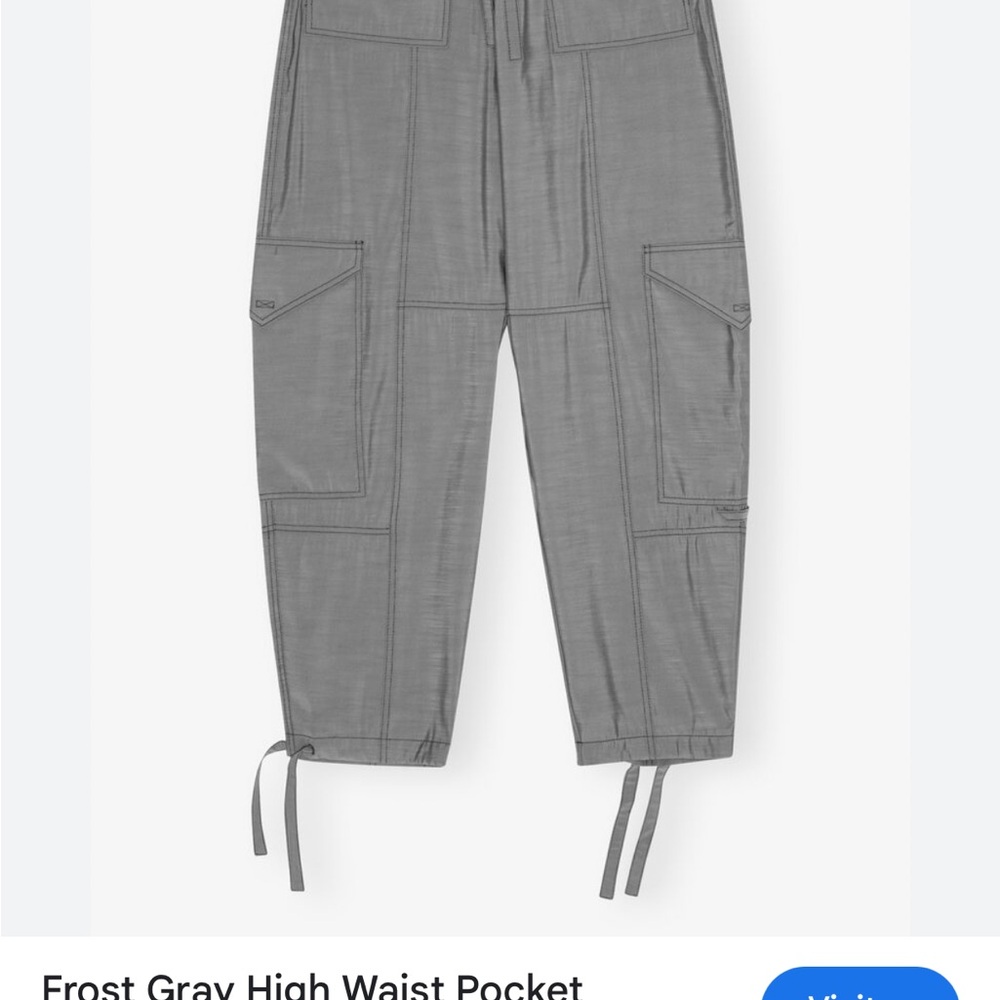 Ganni Frost Gray High Waist Cargo Pants
